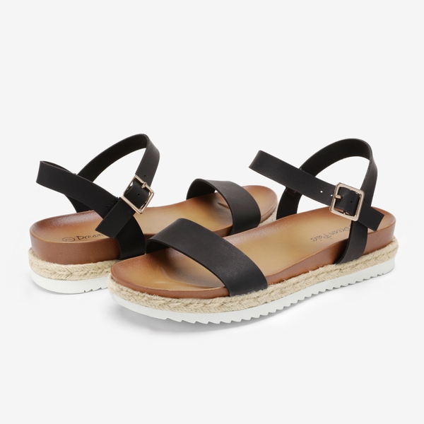 Espadrille Platform Sandals - BLACK PU - 2